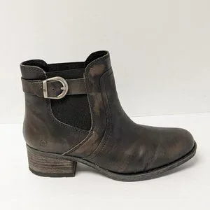 Born Mohan Ankle Boots Dark Grey Leather Women s 6.5 M